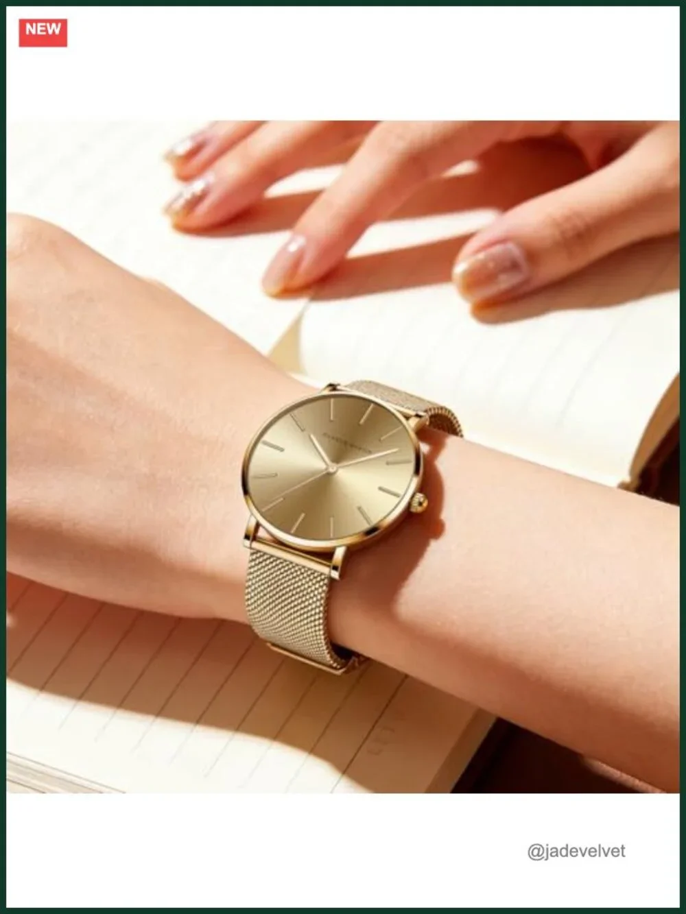 Luxury Gold Women's Watch Stainless Steel Analog Quartz Dress Watch Water